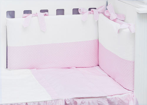 Cot Bumper and Duvet Cover - 3 Pieces Set - Pink & White Collection - Vizaro