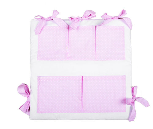 Pocket Cot Tidy (padded) - Pink & White Collection - Vizaro