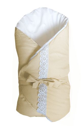 Swaddle Wrap for newborn - Beige Stripes with Lace Collection - Vizaro