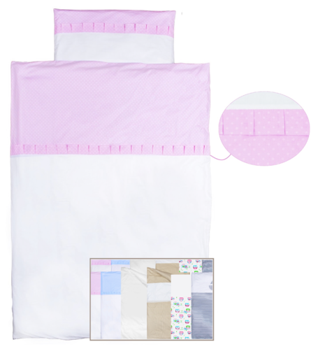 Duvet Cover Bedding Set for Cot Bed - Pink & White Collection - Vizaro