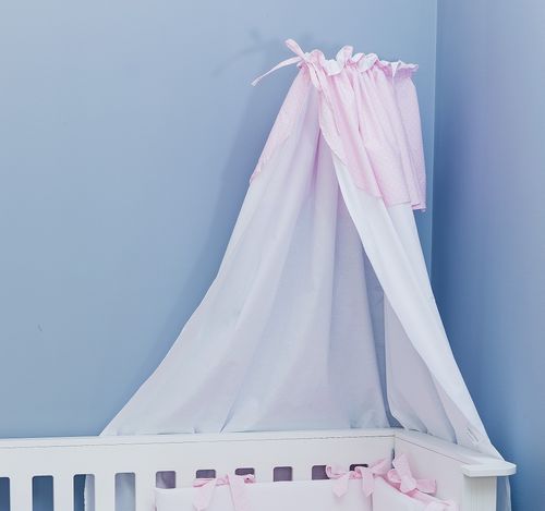 Canopy with holder for baby cot - Pink & White Collection - Vizaro