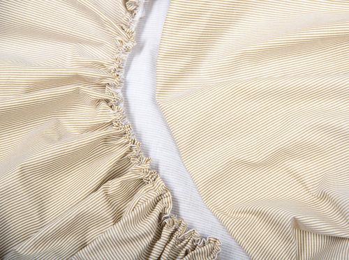 Fitted sheet for Cot - Beige Stripes with Lace Collection - Vizaro