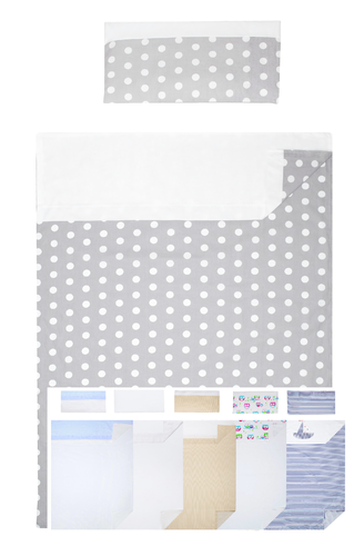 3 piece Bedding Set of Sheets for Cot Bed - Polka Dots Collection - White & Grey - Vizaro