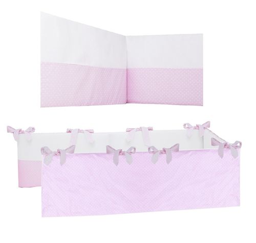 Extra-long Padded Bumper Cot Bed - Pink & White Collection - Vizaro