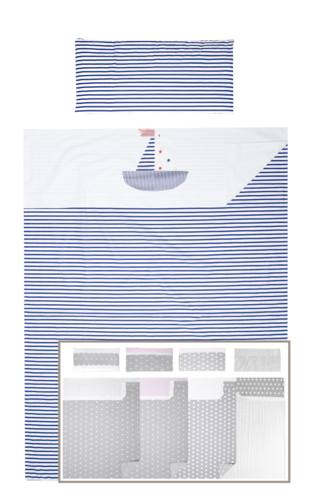 3 Piece Bedding Set of Sheets for Cot Bed - Little Sailing Boat Collection - Vizaro