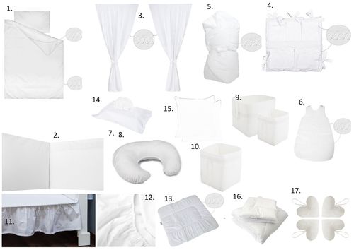 The Complete Baby Package Cot Bed - 19 Pieces Set - White Lace Collection - Vizaro