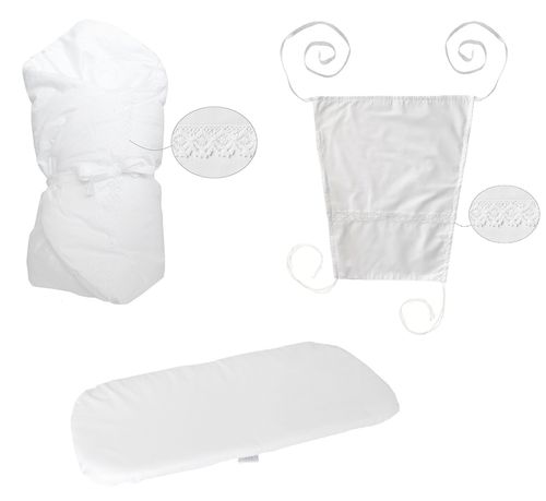 Baby Pram Set- 3 Pieces Set - White Lace Collection - Vizaro