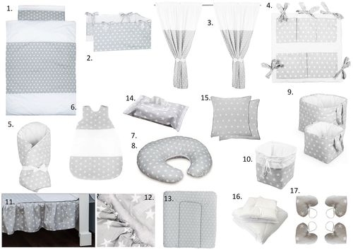 The Complete Baby Package Cot Bed - 19 Pieces Set - Little Stars Collection - Vizaro
