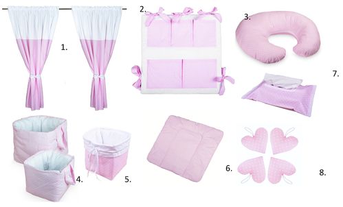 Baby's Room Decor Set - 8 Pieces Set - Pink & White Collection - Vizaro