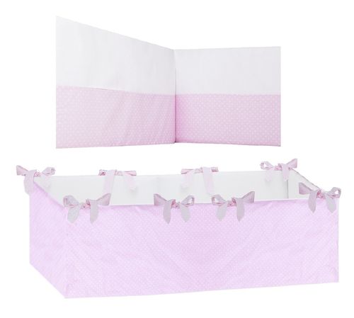 360° Padded Bumper for Co-sleeping Cot Bed - Pink & White Collection - Vizaro