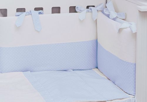 Cot Bed Bumper and Duvet Cover - 3 Pieces Set - Blue & White Collection - Vizaro