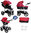NEW! Vizaro Onyx - Red & Silver Chassis - 3 in 1 Travel System - Pram, Pushchair & Car Seat