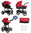 NEW! Vizaro Onyx - Red & Black Chassis - 3 in 1 Travel System - Pram, Pushchair & Car Seat