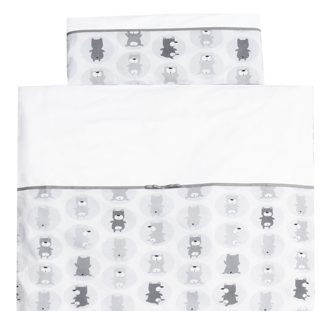 Duvet Cover Bedding Set For Cot Bed Grey Bears Collection