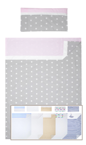 3 piece Bedding Set of Sheets for Crib 50x80cm  - Polka Dots and Stars Collection - Vizaro