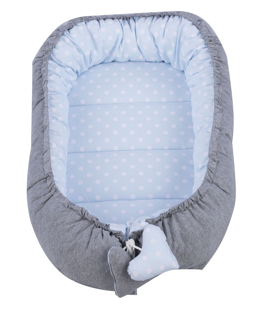 Baby Nest - Grey and Blue Polka Dots Collection