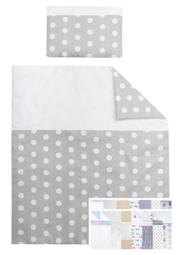 Quilt & pillow for Moses Basket - Polka Dots Collection - White & Grey - Vizaro