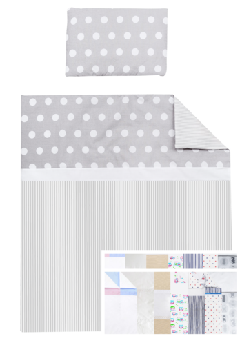 Quilt & pillow for Moses Basket - Polka Dots and Stripes Collection