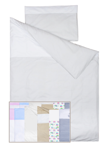 Duvet Cover Bedding Set for Cot - Grey Stripes Collection - Vizaro