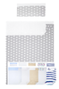 3 piece Bedding Set of Sheets for Cot - Polka Dots Collection - White & Grey