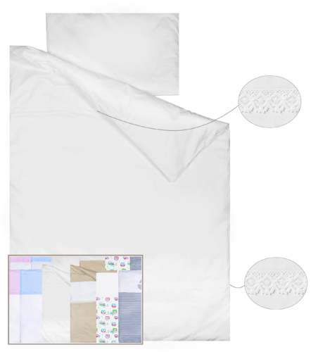 Duvet Cover Bedding Set for Cot Bed - White Lace Collection - Vizaro