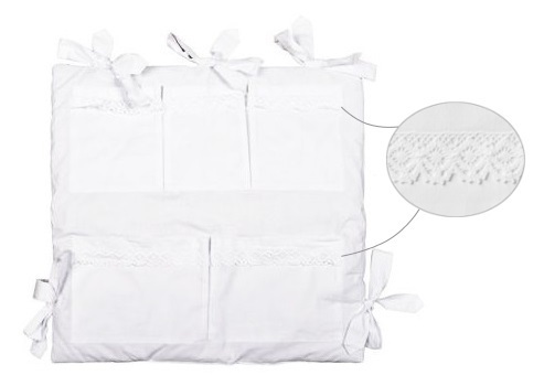 Pocket Cot Tidy (padded) - White Lace Collection - Vizaro