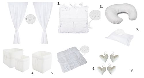Baby's Room Decor Set - 8 Pieces Set - White Lace Collection - Vizaro