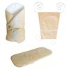 Baby Pram Set- 3 Pieces Set - Beige Stripes with Lace Collection - Vizaro