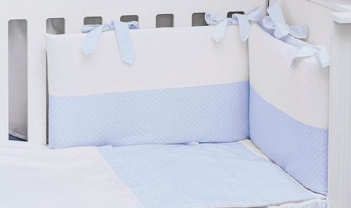 Cot Bed Bumper, Duvet and Duvet Cover - 5 Pieces Set - Blue & White Collection - Vizaro