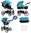 Vizaro Onyx - Turquoise & White Chassis - 3 in 1 Travel System