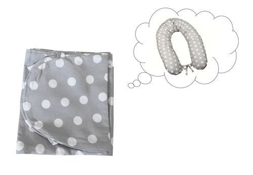 COVER for Maternity Pillow - Polka Dots Collection - White & Grey - Vizaro