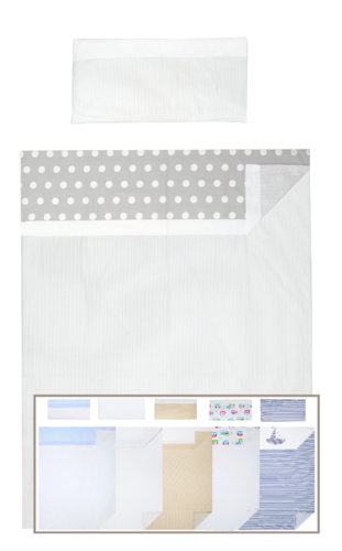 3 piece Bedding Set of Sheets for Crib 50x80cm  - Polka Dots and Stripes Collection - Vizaro