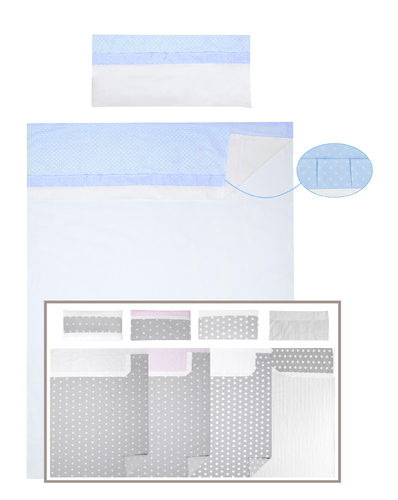 3 piece Bedding Set of Sheets for Crib 50x80cm  - Blue & White Collection - Vizaro