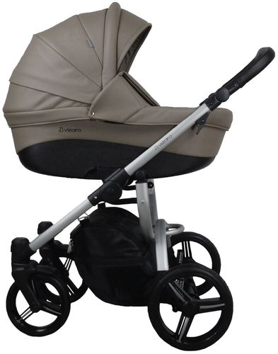 Vizaro Pearl NOUGAT LEATHER & SILVER Frame - Baby Travel System - 3 in 1