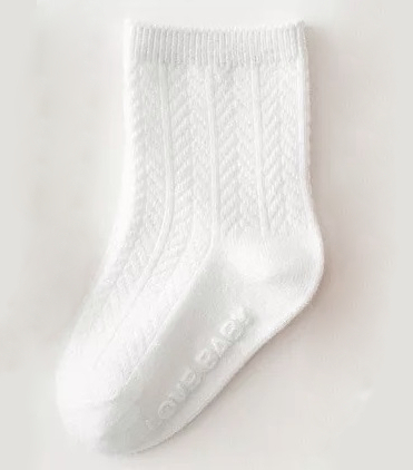 Anti-slip socks for baby 6-12 month - White